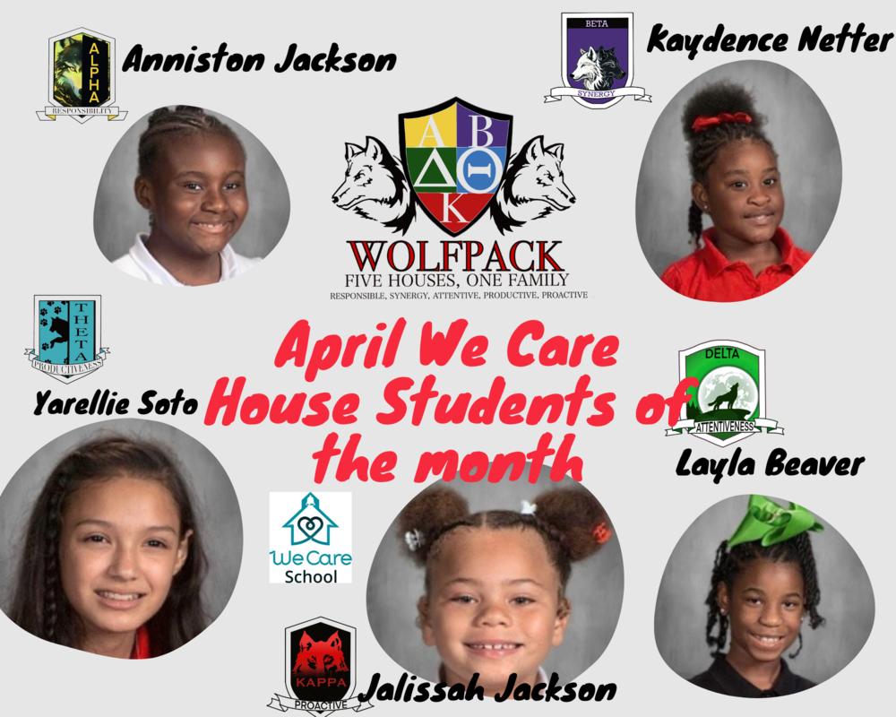 Featured image for “North Caddo Elementary/Middle names We Care House Students of the Month for April”